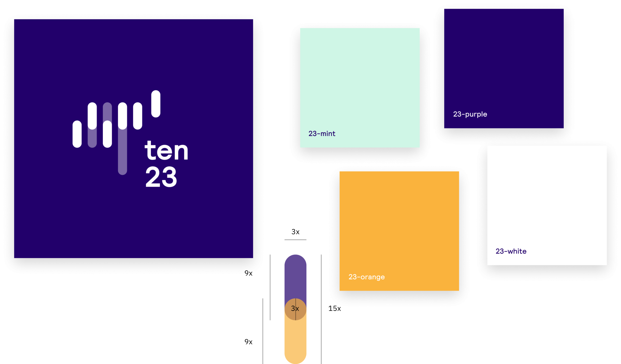 The ten23 logo and colour scheme