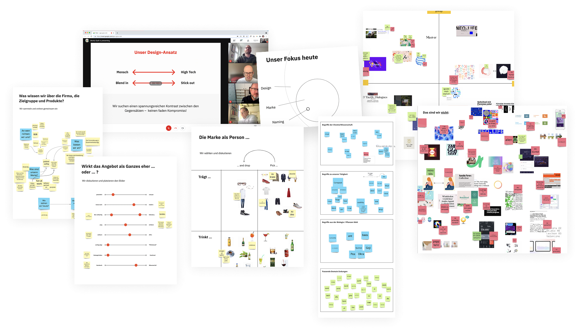 Screenshot of various Miro boards we used during the project's strategy phase