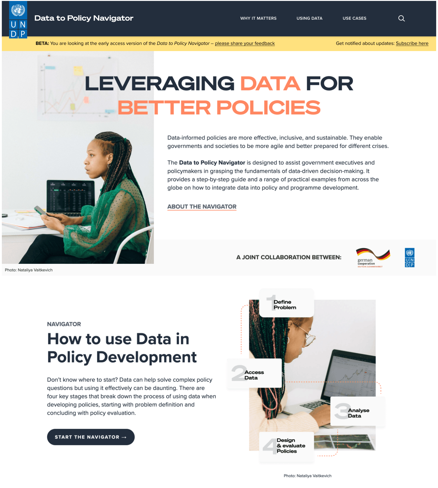 Screenshot of the UNDP Data to Policy Navigator
