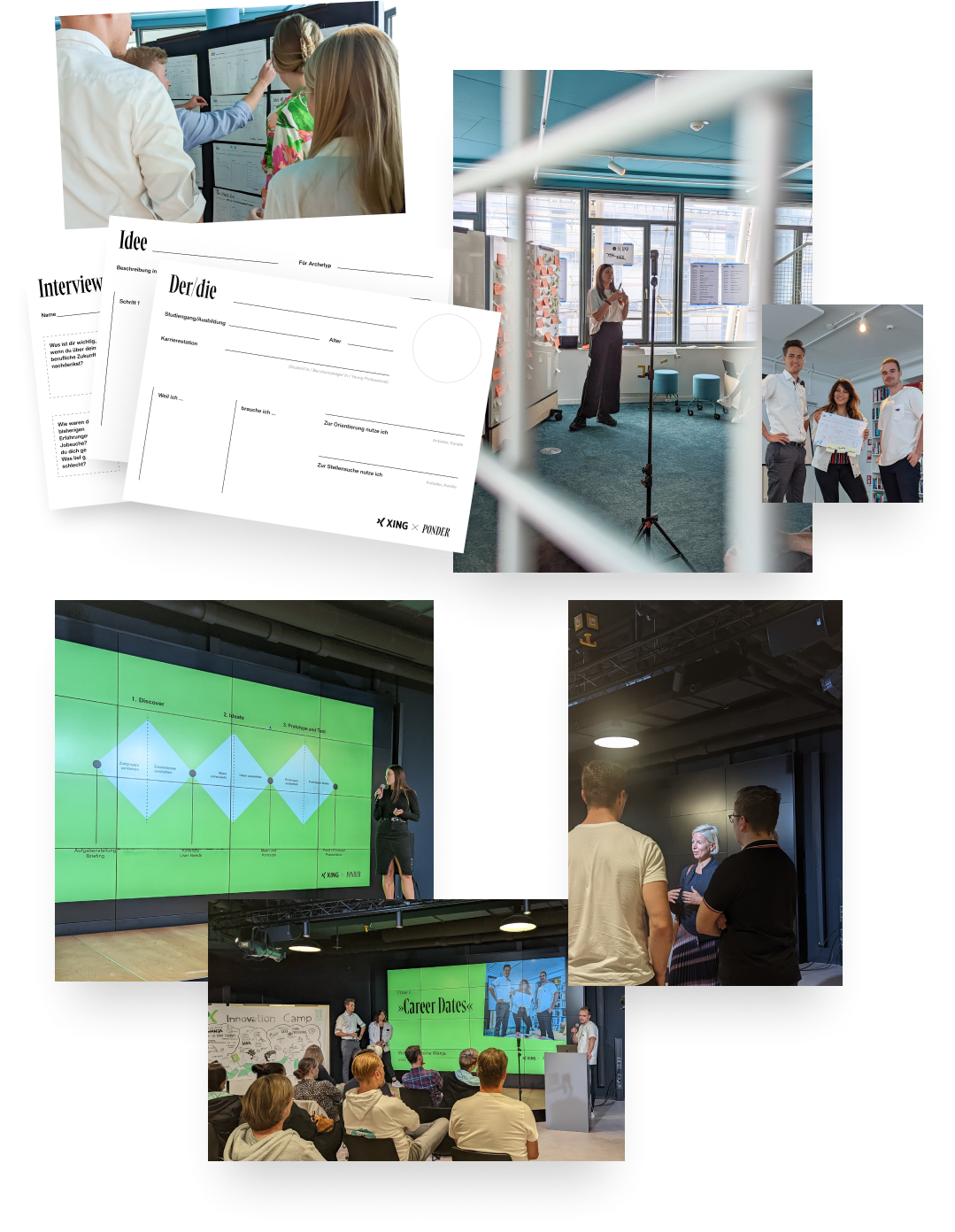 collage of photos from the design sprint in Xing's Hamburg headquarters